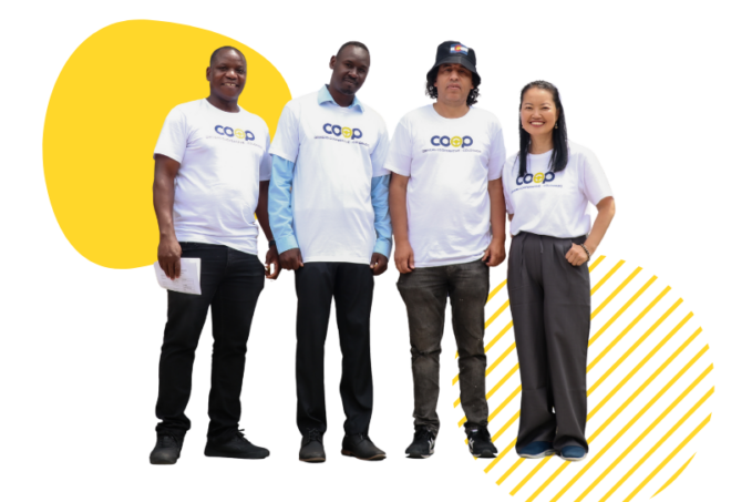 Group of people in matching shirts.